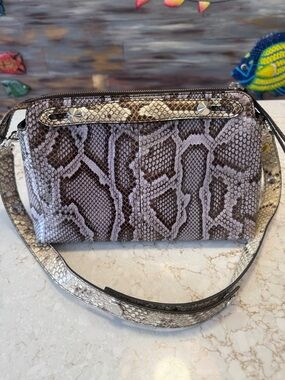 Fendi Snake Skin Shoulder Bag in Taupe and Grey